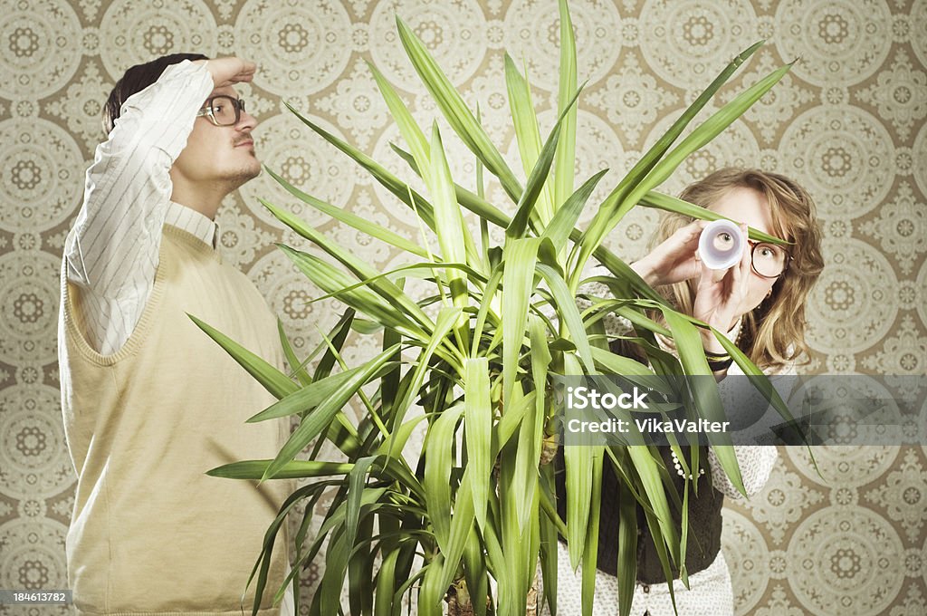 nerd coppia in ufficio - Foto stock royalty-free di Humour