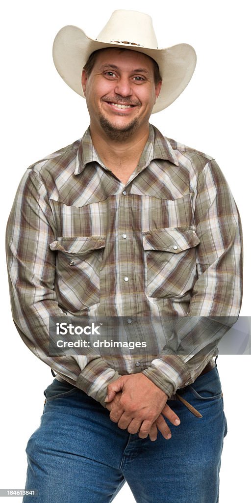 Smiling Cowboy Portrait of a man on a white background. http://s3.amazonaws.com/drbimages/m/jr.jpg 30-39 Years Stock Photo