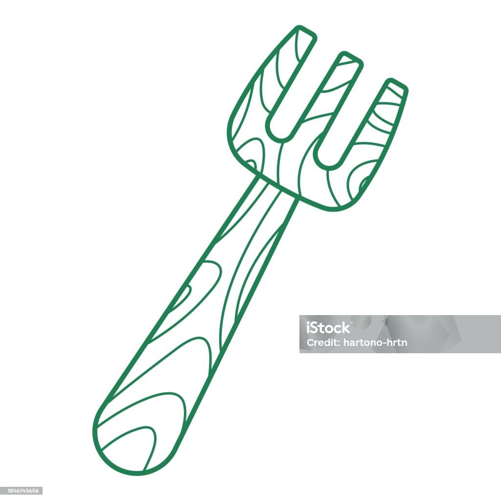 Fork Line Vector Wooden Fork Line Art Vector Illustration With Sustainability Theme And ...