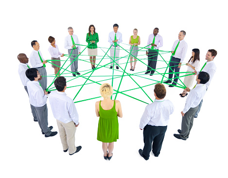 Business colleagues creating a global network