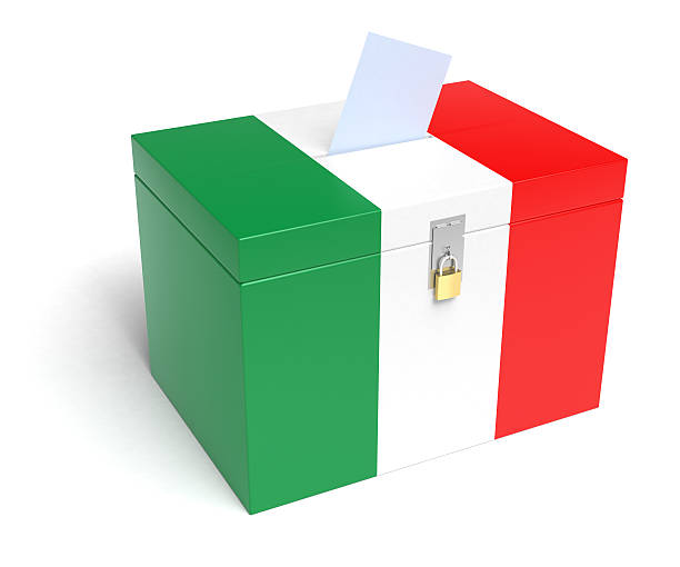 italia bandiera urna elettorale - italian elections foto e immagini stock