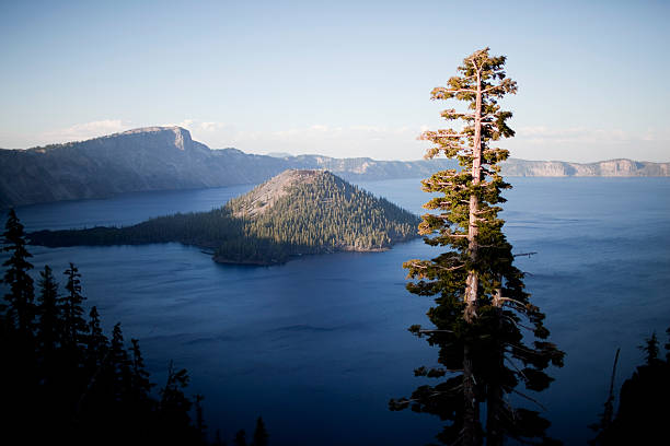 Overlooking Crater Lake, OR stock photo