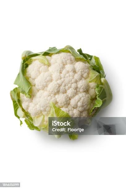 野菜カリフラワー - カリフラワーのストックフォトや画像を多数ご用意 - カリフラワー, 白背景, 食べ物