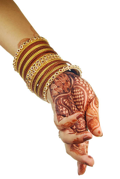 istock Henna(Mehandi) and bangles - Indian Bride's hand 184615430