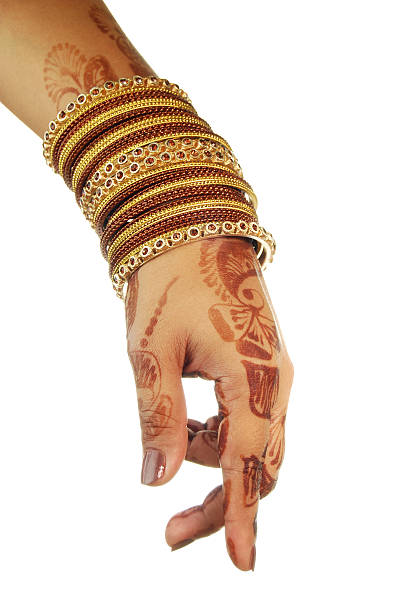 istock Henna(Mehandi) and bangles - Indian Bride's hand 184615718