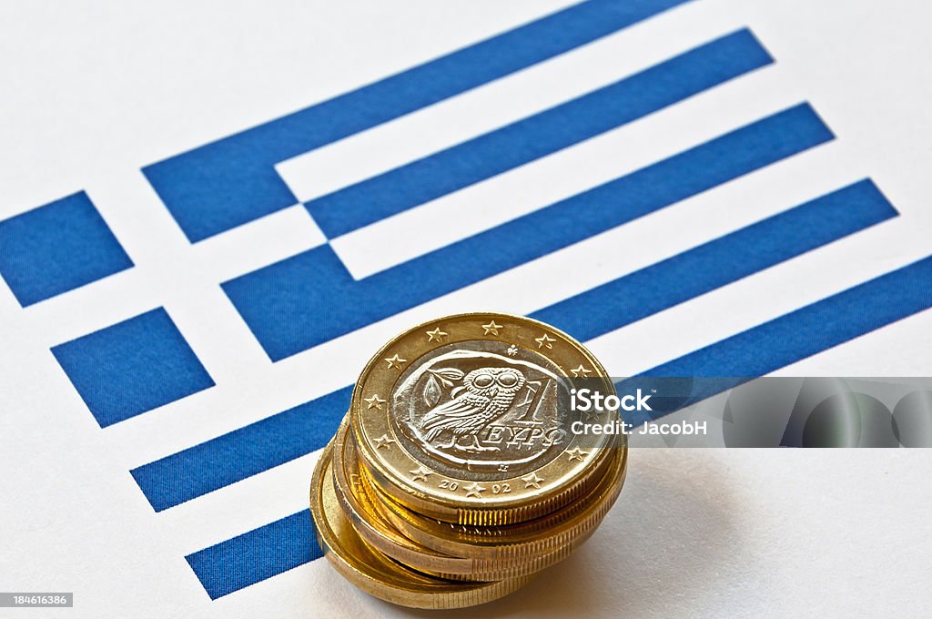 Griechische Flagge und Euro - Lizenzfrei EU-Währung Stock-Foto