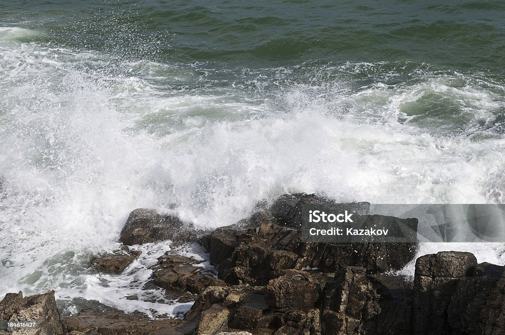 Seaside Sea wave and rock. Beach Stock Photo