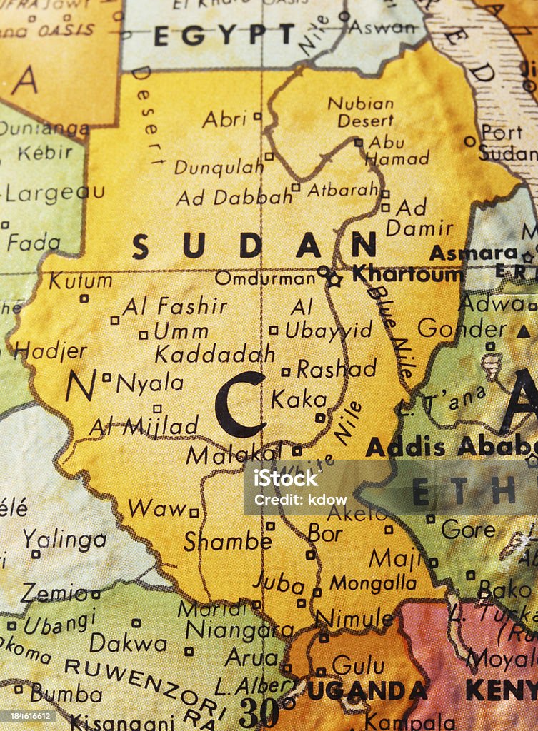 Sudan on the Map Vertical image of a map of Sudan. Sudan Stock Photo