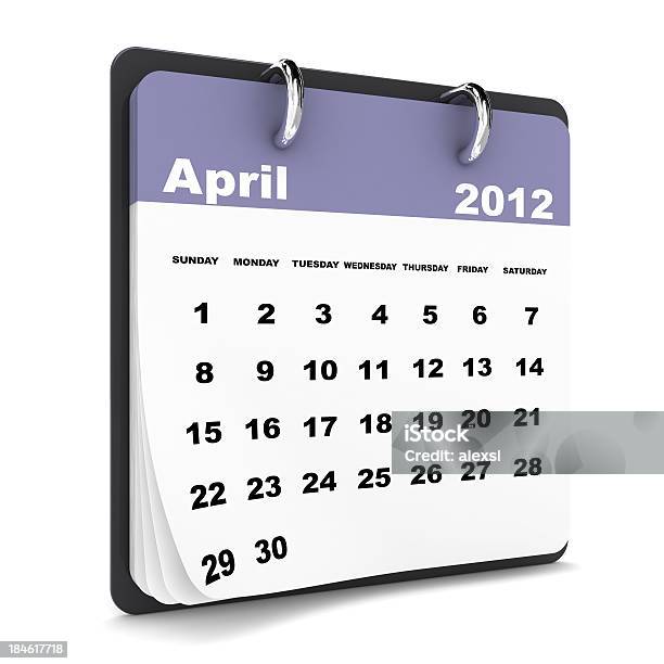 April 2012 Calendar Stock Photo - Download Image Now - 2012, April, Calendar