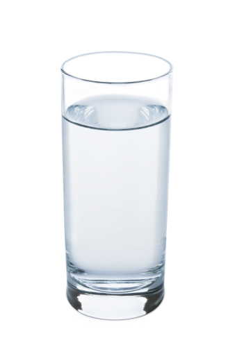 Glass of water on white.