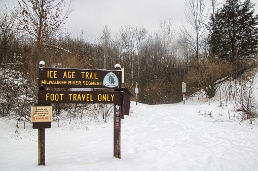 The bulletin Board of Mill Pond Park in Richmond Hill at winter, Ontario, Canada.