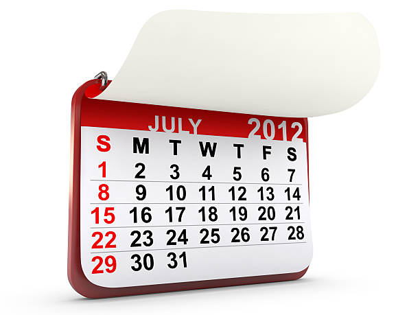 calendario luglio 2012 - 2012 foto e immagini stock