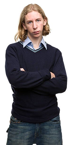 istock Serious Young Man Crosses Arms 184618513