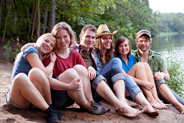 istock Group of friends in the forest 184618870