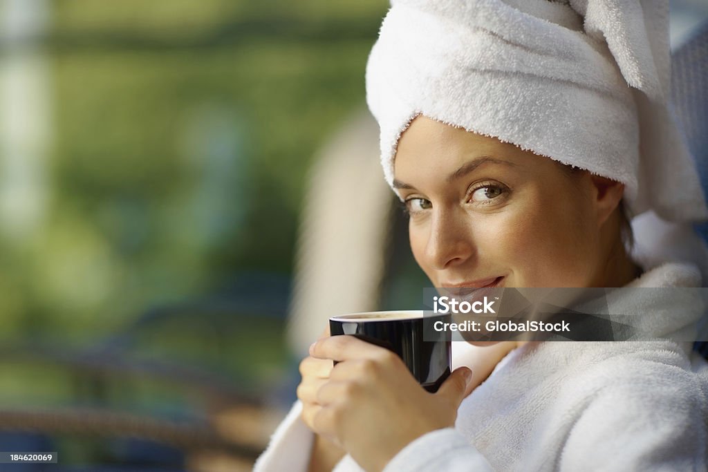 Eine gute Tasse Kaffee im health spa - Lizenzfrei Eine Person Stock-Foto