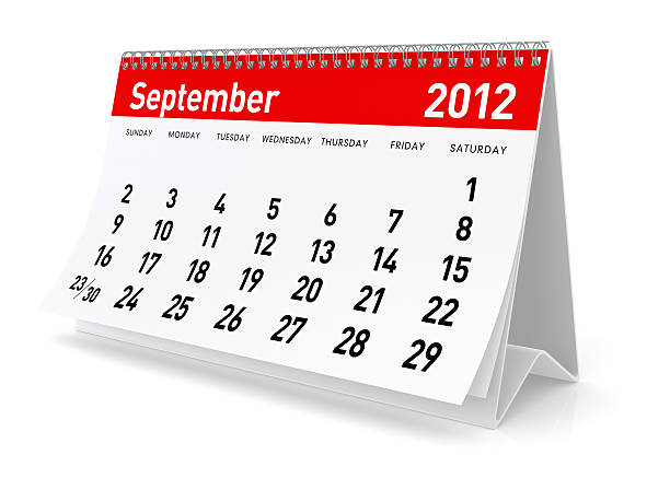 2012 年 9 月のカレンダー - september calendar 2012 three dimensional shape ストックフォトと画像