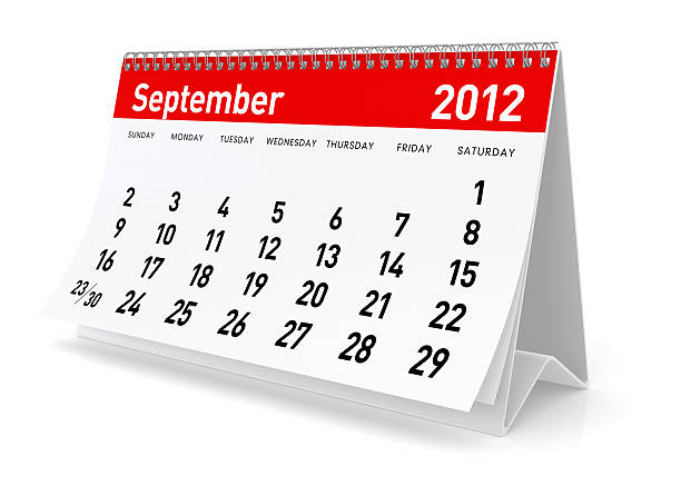 сентября 2012 года-календарь - september calendar 2012 three dimensional shape стоковые фото и изображения