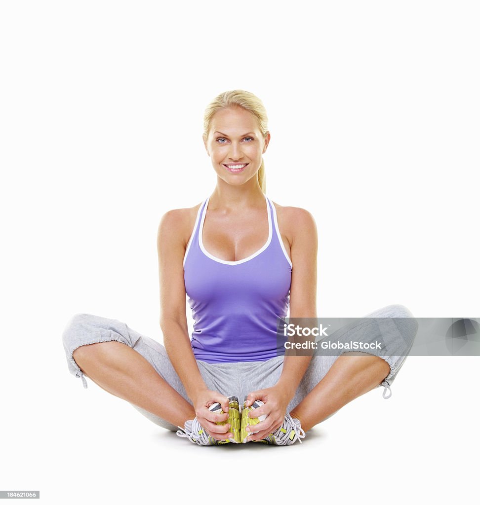 Lächelnde Frau tun yoga - Lizenzfrei Yoga Stock-Foto