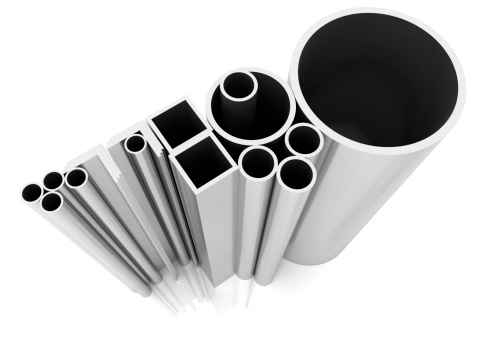 High quality render of stacked steel pipes