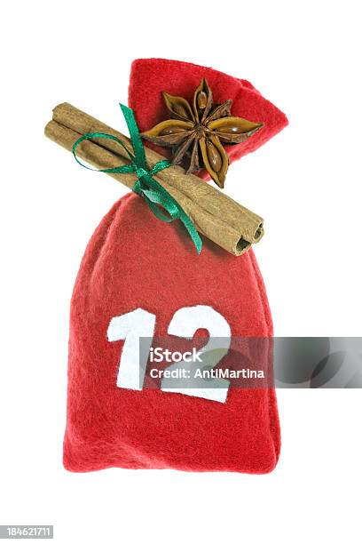 Red Christmas Bag For Advent Calendar Isolated On White Stock Photo - Download Image Now