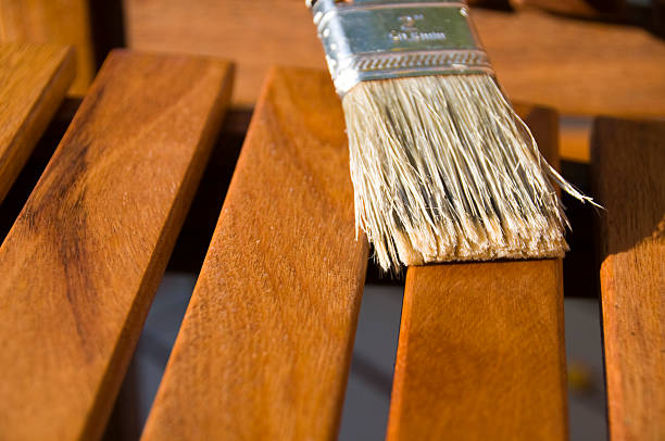 istock Freshly Stained Wood Patio Set 184622002