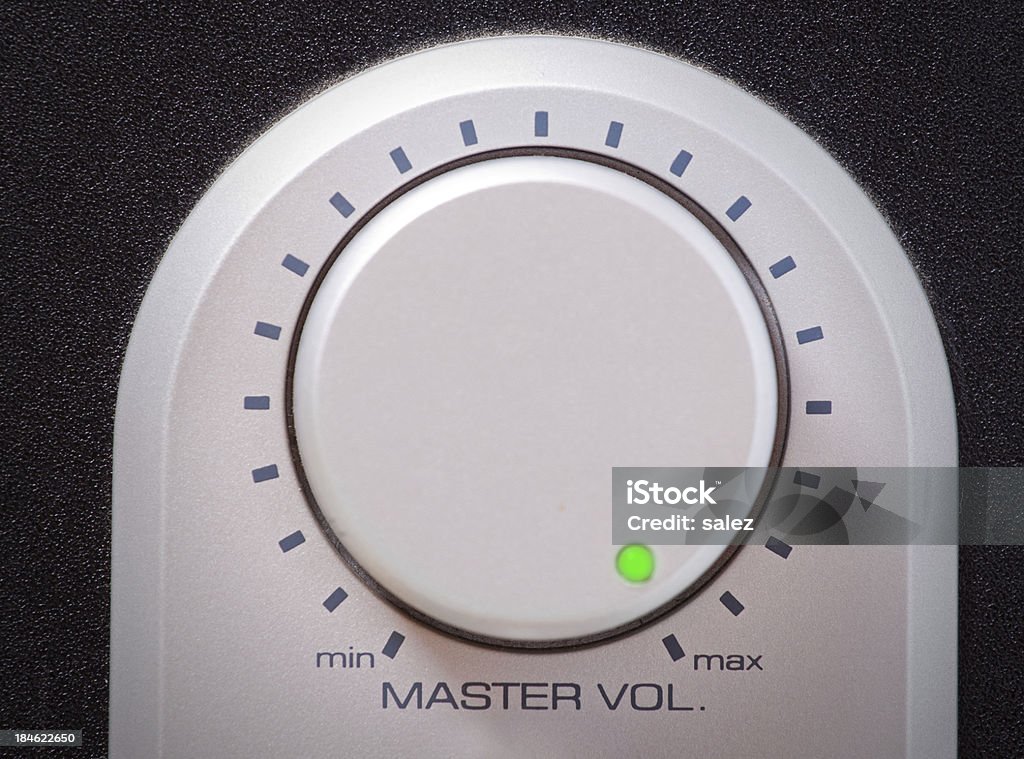 pump up the volume Volume button with green light turned on maximum Volume Knob Stock Photo