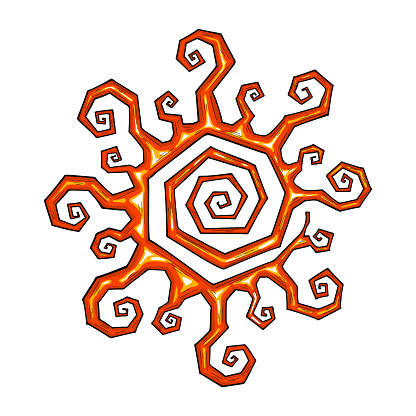 Hand Drawn Symbol, prints, patterns, illustrations and logo. Tribal Sun Isolated on White Background