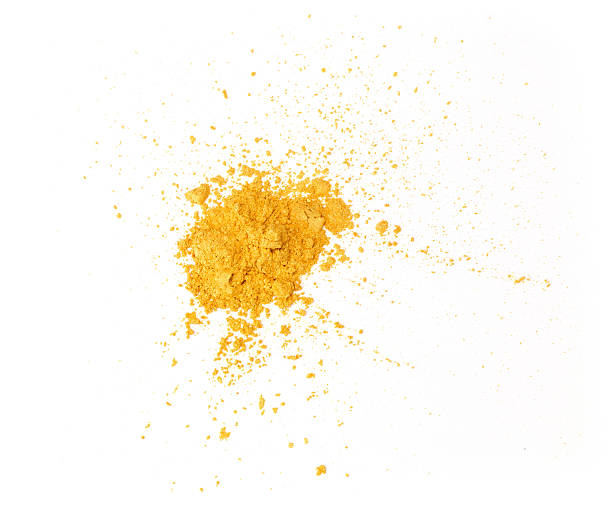 Gold eyeshadow powder isolated on white background stock photo