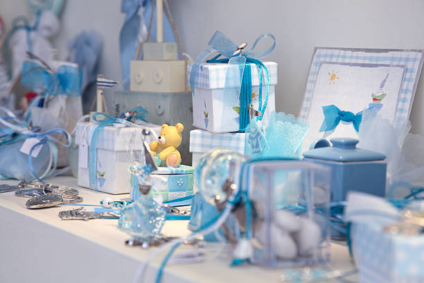 Children’s accessories Childrenaas accessories on display baby shower stock pictures, royalty-free photos & images