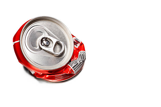 Recycled Concept - Empty Tin on White Background, with Copyspace stock photo