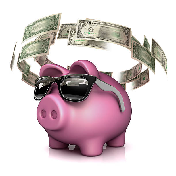 Piggy bank's thoughts stock photo