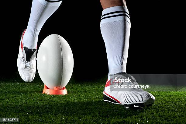 Close Up Of Man Kicking A Rugby Goal Stock Photo - Download Image Now - Rugby - Sport, Kick Off, Rugby Ball