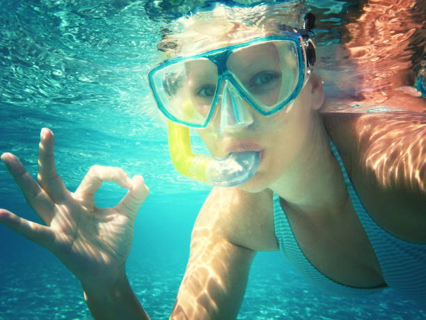 istock Woman in deep blue sea 184623736