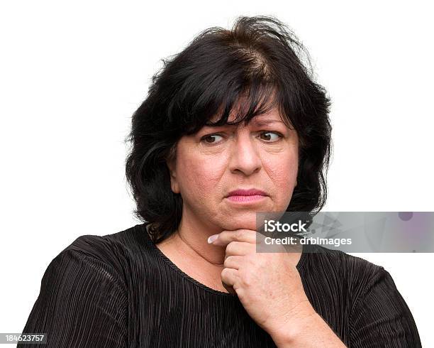 Nervous Woman Looks Away Stock Photo - Download Image Now - Women, Worried, Overweight