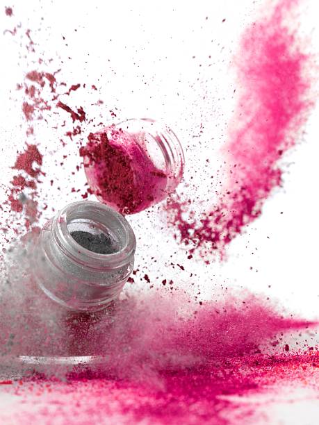 Explosion of grey and pink makeup stock photo