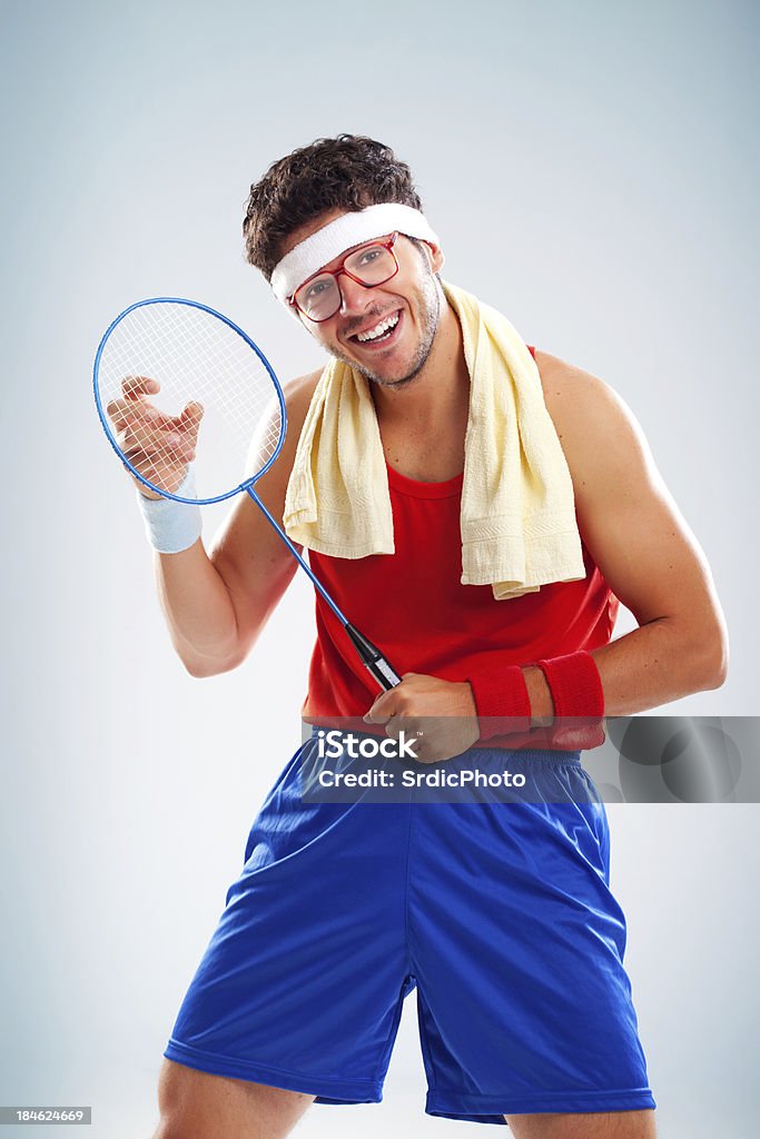 Funny Tennis Player Posing With His Blue Racket Stock Photo - Download  Image Now - Exercising, Adult, Adults Only - iStock