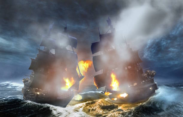 istock Naval battle between two old ships from 16th Century 1846249114