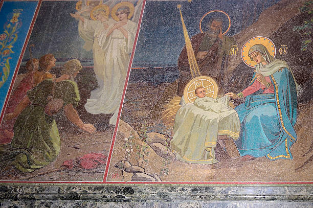 Church of the Savior on Spilled Blood Nativity Mosaic INSP: I have attempted to determine any restriction on use of images inside this museum. It is operated by the State Museum St Isaac saint joseph stock pictures, royalty-free photos & images