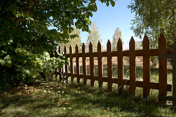 steccato - picket fence grass gardens nature foto e immagini stock