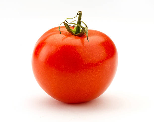 Single red tomato with clipping path stock photo
