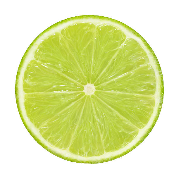 Cross section of lime on white background