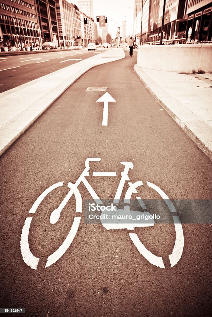 Bicycle lane in Milan "Bicycle lane. Milan, Italy." Activity Stock Photo