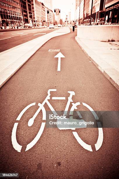 Bicycle Lane In Milan Stock Photo - Download Image Now - Activity, Asphalt, Blurred Motion