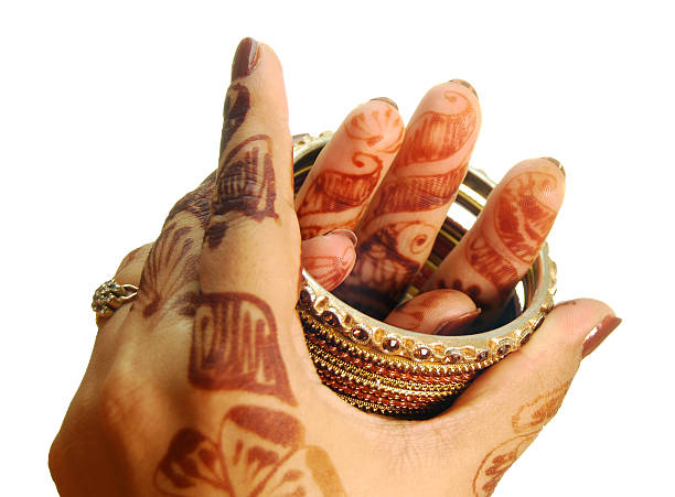 istock Henna(Mehandi) and bangles - Indian Bride's hand 184626265