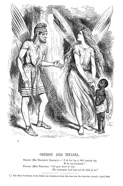 wojna secesyjna polityczna kreskówka, - slavery african ethnicity american civil war cartoon stock illustrations