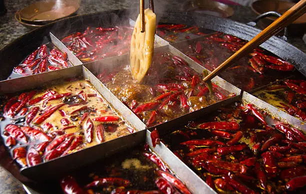 Famous Chongqing hot pot. It is one of spicy Chinese hot pot.