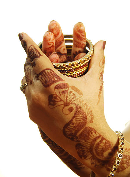 istock Henna(Mehandi) and bangles - Indian Bride's hand 184626972