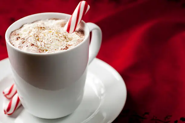 Hot Chocolate on red.  Please see my portfolio for other food and holiday related images.  