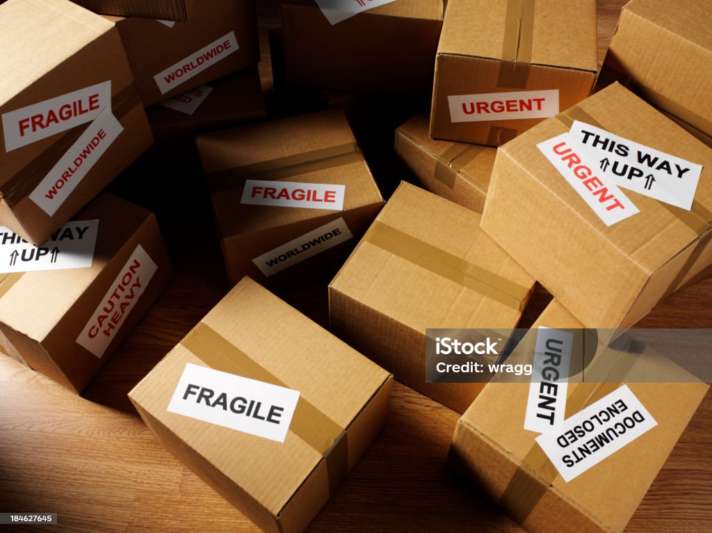 Boîtes et étiquettes pour la logistique - Photo de Affaires libre de droits