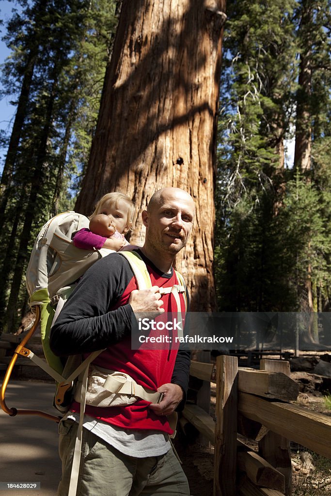 Menina caminhadas com o pai em Sequoia NP - Foto de stock de Bebê royalty-free